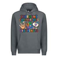 Rock everyone communicates differently Premium Hoodie - MaliasSmallBusiness