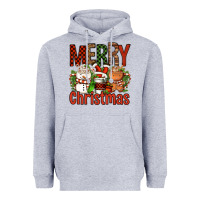 Heather Grey Merry Christmas Coffee Cups Heavyweight Hoodie - FaDigitalArtStudio