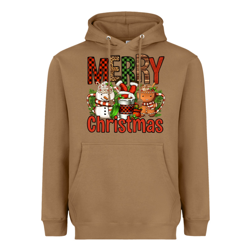 Merry Christmas Coffee Cups Heavyweight Hoodie by FaDigitalArtStudio | Teevron