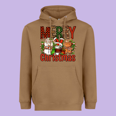 Merry Christmas Coffee Cups Heavyweight Hoodie Designed By Fadigitalartstudio