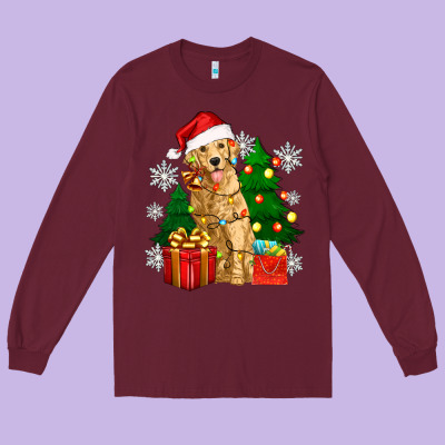 Christmas Golden Dog Long Sleeve Tee Designed By Zillion Design Studio