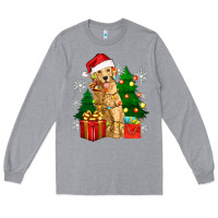 Heather Grey christmas golden dog Long Sleeve Tee - Zillion Design Studio