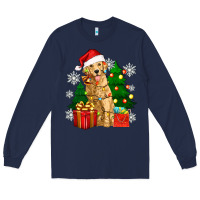 Navy christmas golden dog Long Sleeve Tee - Zillion Design Studio