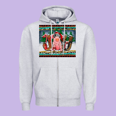 Joy Pig Zipper Hoodie Designed By Ranaportraitstore