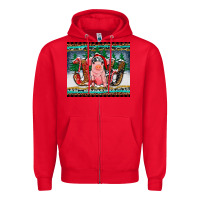 Red joy pig Zipper Hoodie - RanaPortraitStore