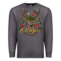 Charcoal Heather oh deer Christmas Premium Sweatshirt - BundleAndBundleShop