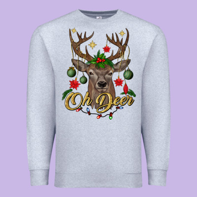 Oh Deer Christmas Premium Sweatshirt Designed By Bundleandbundleshop