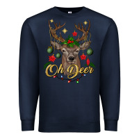 Navy oh deer Christmas Premium Sweatshirt - BundleAndBundleShop