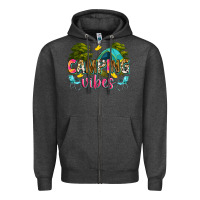 Charcoal Heather camping vibes Zipper Hoodie - Zillion Design Studio