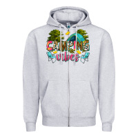 Heather Grey camping vibes Zipper Hoodie - Zillion Design Studio