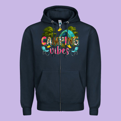 Camping Vibes Zipper Hoodie Designed By Zillion Design Studio