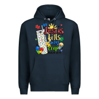 Navy autism jesus fills my cup Premium Hoodie - MaliasSmallBusiness