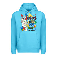 Ocean Blue autism jesus fills my cup Premium Hoodie - MaliasSmallBusiness