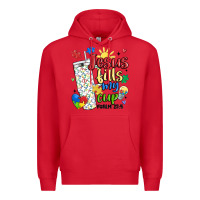 Red autism jesus fills my cup Premium Hoodie - MaliasSmallBusiness