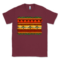 Burgundy bullskull thunderbird aztec pattern warm colors Classic Tee - BarkalooDesign
