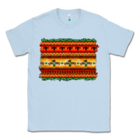 Dusty Blue bullskull thunderbird aztec pattern warm colors Classic Tee - BarkalooDesign