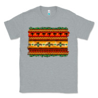 Heather Grey bullskull thunderbird aztec pattern warm colors Classic Tee - BarkalooDesign
