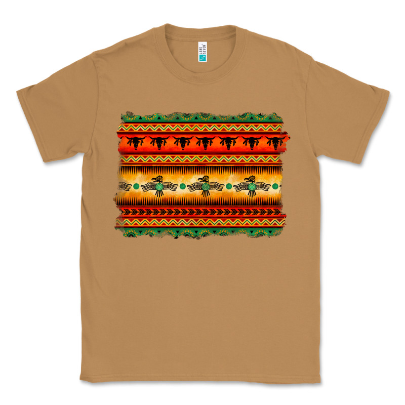 Bullskull Thunderbird Aztec Pattern Warm Colors Classic Tee by BarkalooDesign | Teevron