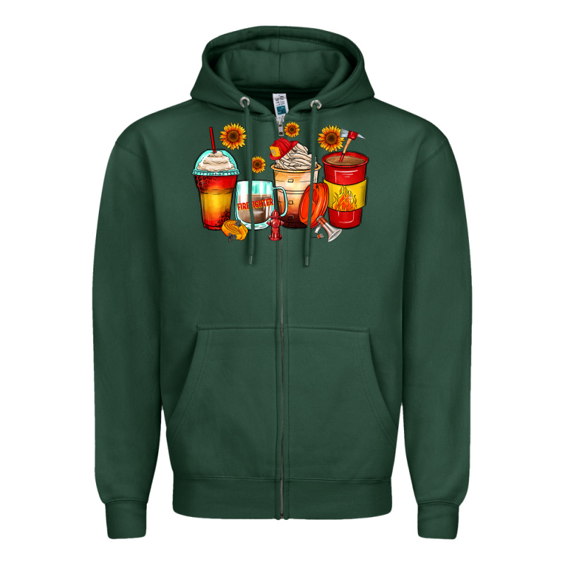 Firefighter Coffee Cups Zipper Hoodie by Zillion Design Studio | Teevron