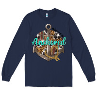 Navy anchored hebrews 6 19 Long Sleeve Tee - texasbilliewilder