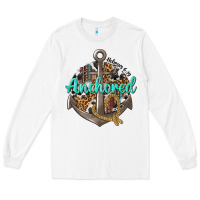 White anchored hebrews 6 19 Long Sleeve Tee - texasbilliewilder