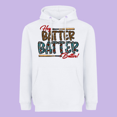 Hey Batter Batter Batter Heavyweight Hoodie Designed By Cowhidedigitalart