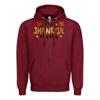 Burgundy one thankful mama Zipper Hoodie - texasbilliewilder