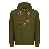 Army Green custom heart stethoscope Premium Hoodie - MaliasSmallBusiness
