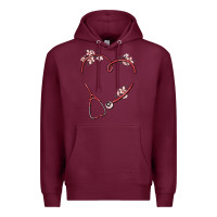Burgundy custom heart stethoscope Premium Hoodie - MaliasSmallBusiness