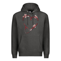 Charcoal Heather custom heart stethoscope Premium Hoodie - MaliasSmallBusiness