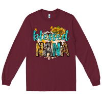 Burgundy blessed nana with sunflowers Long Sleeve Tee - texasbilliewilder
