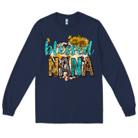 Navy blessed nana with sunflowers Long Sleeve Tee - texasbilliewilder