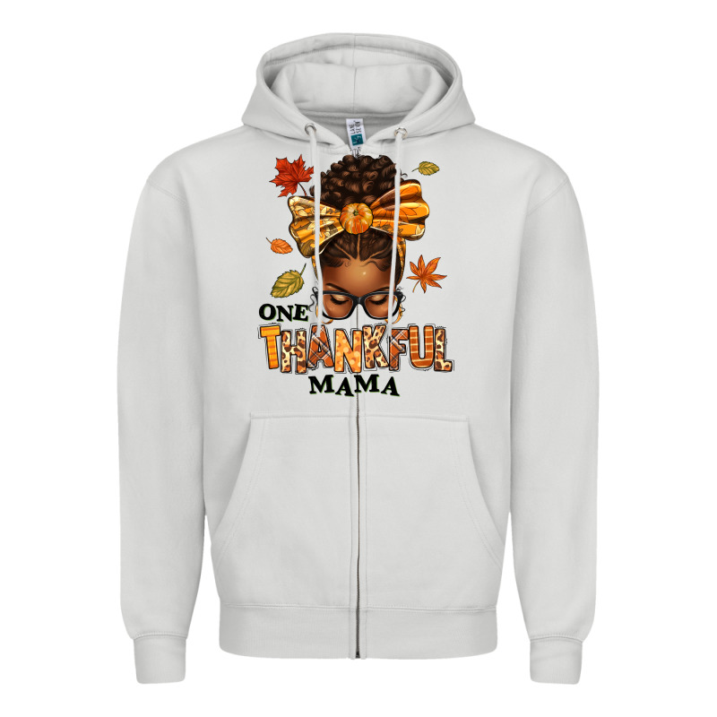 One Thankful Mama Afro Messy Bun Zipper Hoodie by texasbilliewilder | Teevron