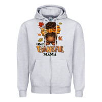 Heather Grey one thankful mama afro messy bun Zipper Hoodie - texasbilliewilder