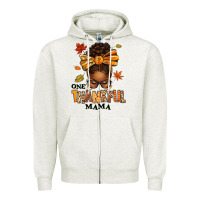Oatmeal Heather one thankful mama afro messy bun Zipper Hoodie - texasbilliewilder