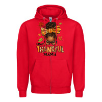 Red one thankful mama afro messy bun Zipper Hoodie - texasbilliewilder