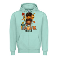 Seafoam one thankful mama afro messy bun Zipper Hoodie - texasbilliewilder