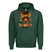 Sports Green one thankful mama afro messy bun Zipper Hoodie - texasbilliewilder