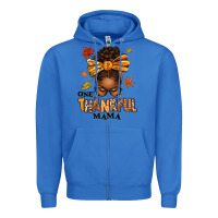 True Royal one thankful mama afro messy bun Zipper Hoodie - texasbilliewilder