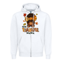 White one thankful mama afro messy bun Zipper Hoodie - texasbilliewilder
