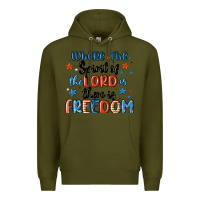 Army Green where the spirit of the lord is there is freedom Premium Hoodie - MaliasSmallBusiness