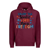Burgundy where the spirit of the lord is there is freedom Premium Hoodie - MaliasSmallBusiness