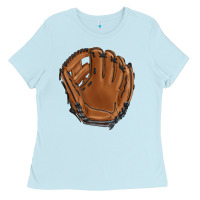 Baby Blue baseball glove Ladies Tee - BarkalooDesign