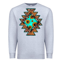 Heather Grey aztec leopard turquoise sunflower Premium Sweatshirt - JahusDesignShop