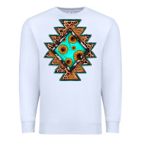 White aztec leopard turquoise sunflower Premium Sweatshirt - JahusDesignShop