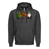 Charcoal Heather peace love gnomes christmas Zipper Hoodie - RanaPortraitStore