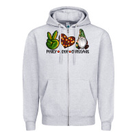 Heather Grey peace love gnomes christmas Zipper Hoodie - RanaPortraitStore