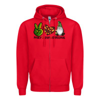 Red peace love gnomes christmas Zipper Hoodie - RanaPortraitStore