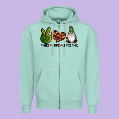 Peace Love Gnomes Christmas Zipper Hoodie Designed By Ranaportraitstore