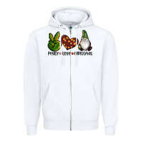 White peace love gnomes christmas Zipper Hoodie - RanaPortraitStore